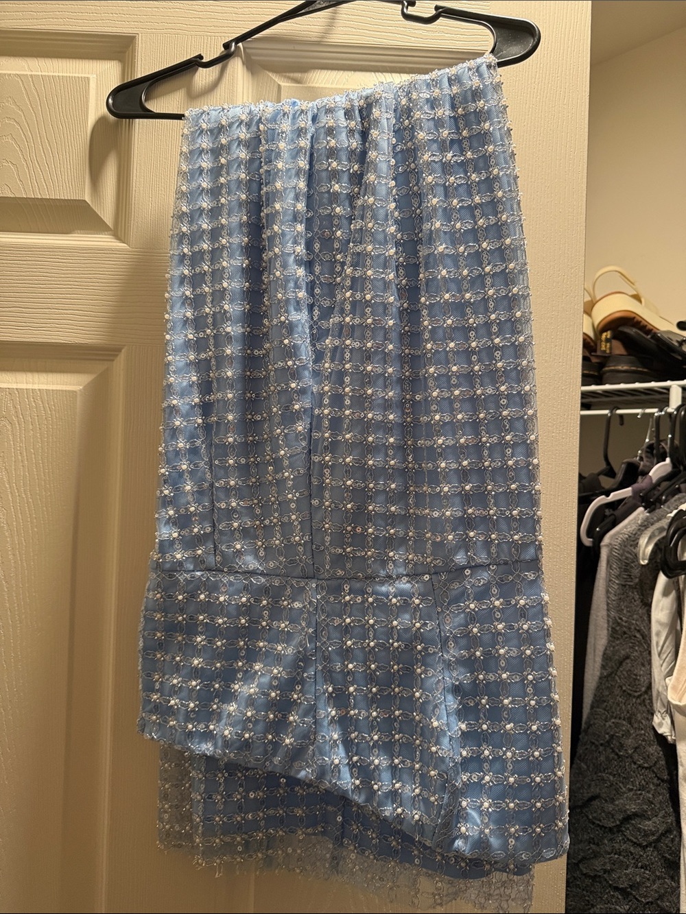 Lulus Perfectly Luxurious Light Blue Pearl Strapless Maxi Dress - Picture 5 of 10